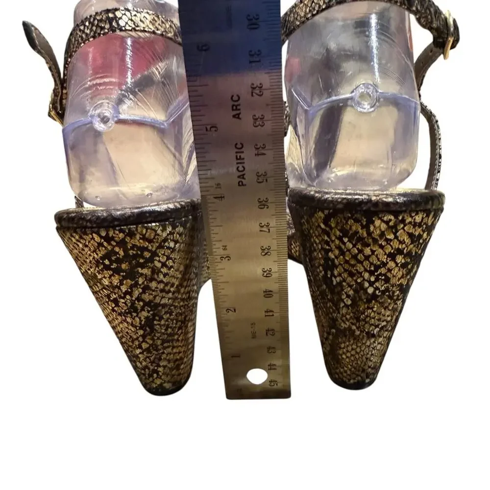 MIA Metallic Snake Print Wedge Sandals Womens Size 10